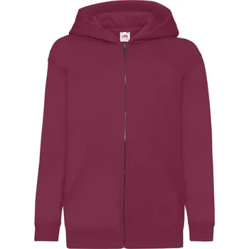 Chlapecké kalhoty Fruit of the Loom Mikina Classic Kids Jackets kapucí na zip, dětská COT162045370j2-burgundy Burgundová 152