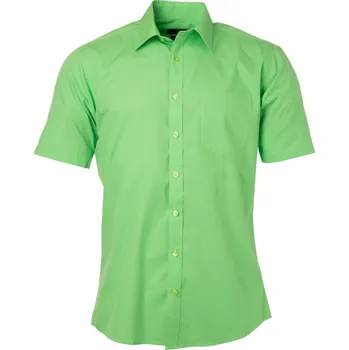Pánská košile James & Nicholson Košile JN 680, popelínová, krátký rukáv COT02068004214-lime green 4XL Zelená lime