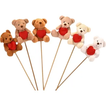 Plyšový medvídek zápich mix druhů, balení 12 ks