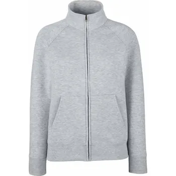 pracovní mikina Fruit of the Loom Mikina Premium Lady-Fit Sweat Jacket na zip, dámská COT16211661000-heather gre XS Melír šedá