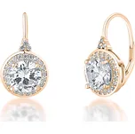 JVD Dámské stříbrné rose gold klasické náušnice se zirkony ryz. 925/1000 SVLE1120XH2RO00