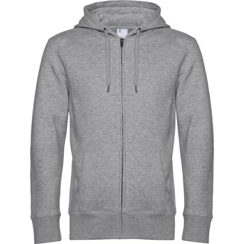 pracovní mikina B&C Mikina KING Zipped Hood s kapucí a zipem, pánská COT01U03K61000-heather gre XS Melír šedá