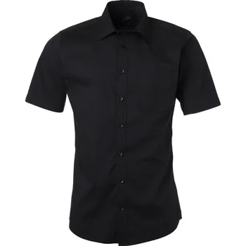 James & Nicholson Košile JN 680, popelínová, krátký rukáv COT02068000203-black L Černá