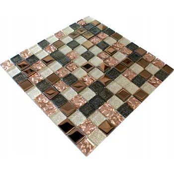 Obklad Skleněná mozaika Englass 30 x 30 cm černá, odstíny růžové, odstíny žluté a zlaté