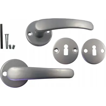 Dveřní kování KLIKA STŘÍBRNÁ BISKVIT KULATÝ ROZETA KLÍČ