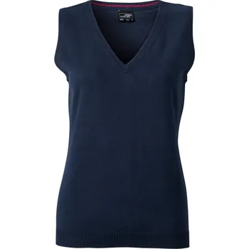 pracovní vesta James & Nicholson Vesta JN 656 s výstřihem do V, svetrová, dámská COT02065600300-navy Navy XS