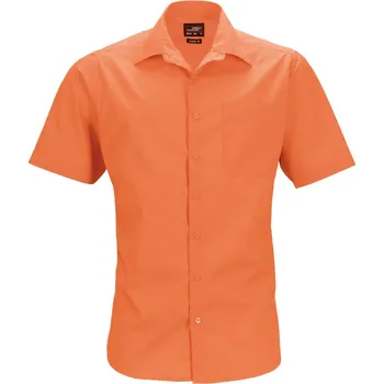 Pánská košile James & Nicholson Košile JN 644, popelínová, business, krátký rukáv COT02064423513-orange 3XL Oranžová