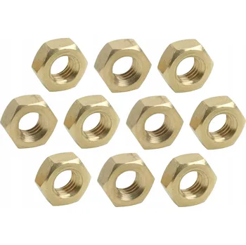 Matice Šestihranná matice mosazná M6 10 KUSŮ zlatá 6 mm