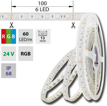 LED páska LED pásek SMD5050 RGB, 60LED/m, 14,4W/m, DC24V, 483lm/m, IP68, 13mm, 5m