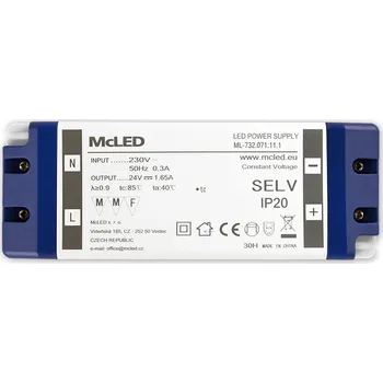 Napájecí zdroj pro osvětlení Napájecí zdroj 40W, DC24V/1,65A, IP20, plastové provedení se svorkovnicí