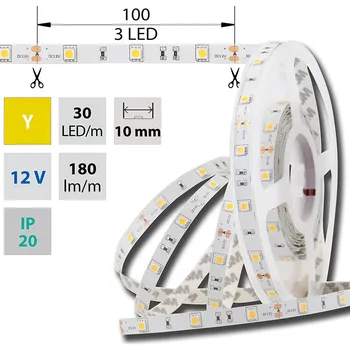 LED páska LED pásek SMD5050 Y, 30LED/m, 7,2W/m, 180lm/m, IP20, DC 12V, 10mm, 5m