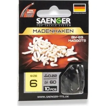 SAENGER Návazce s háčkem Madenhaken na bílé červy 60cm 0.18mm vel. 12