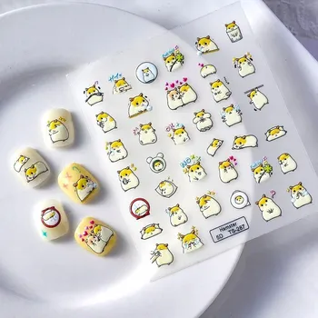 Samolepicí Vypouklé 3D Samolepky na Nehty, Vzory Křečků