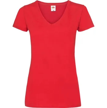 pracovní tričko Fruit of the Loom Tričko Lady-Fit Valueweight V-Neck T s výstřihem do V, krátký rukáv, dámské COT16139800400-red Červená XS