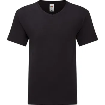 pracovní tričko Fruit of the Loom Tričko Iconic 150 V-Neck T s výstřihem do V, krátký rukáv, pánský COT16144200214-black Černá 4XL