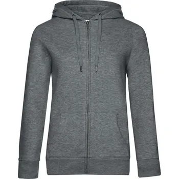 pracovní mikina B&C Mikina QUEEN Zipped Hood s kapucí a zipem, dámská COT01W03Qx4804-heather mid XL Melír šedá střední