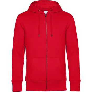 pracovní mikina B&C Mikina KING Zipped Hood s kapucí a zipem, pánská COT01U03K00414-red Červená 4XL