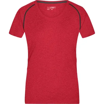 Pracovní oblečení James & Nicholson Tričko JN 495, funkční, krátký rukáv, dámské COT020495r9700-red melange XS Melír červená/šedá