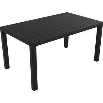 Zahradní stůl Moderní plastový jídelní stůl na terasu / pod pergolu, grafitový, 147x88 cm
