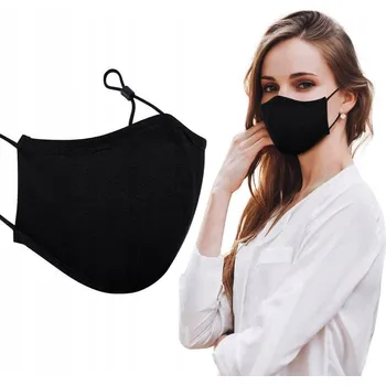 rouška OCHRANNÁ ČERNÁ ROUŠKA UNISEX NA OBLIČEJ S NASTAVITELNÝMI GUMIČKAMI BAVLNA