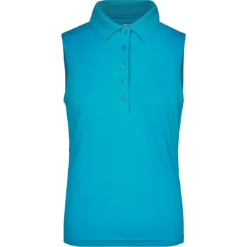 Pánská móda James & Nicholson Polokošile JN 575, bez rukávu, dámská COT02057544005-turquoise 2XL Tyrkysová