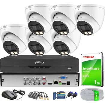 Bezpečnostní kamera Sada pro Monitorování se 6 Kamerami, 5Mpx AHD TVI Rekordér, Dual Light Dahua