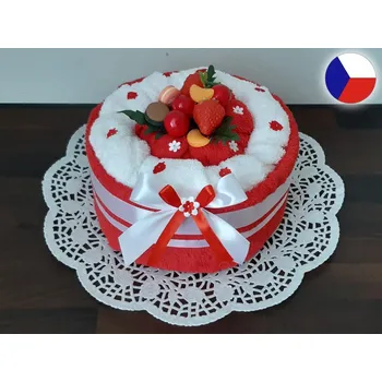 Sada ručníků a osušek Povlečení Plus Textilní dort z ručníků 2 ks 50 x 100 cm malinová