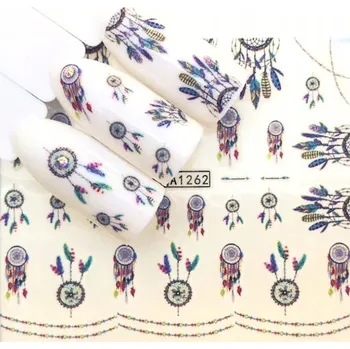 LAPAČ SNŮ s peřím OZDOBY NA NEHTY VODNÍ SAMOLEPKY A1266