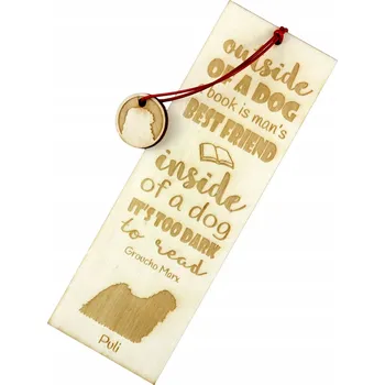 Doplněk ke knize Puli, gravírovaná záložka do knihy se psem, jméno psa