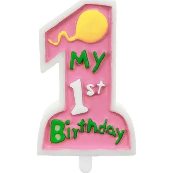 Svíčka Svíčka moje 1. narozeniny / My 1st birthday - pro holčičku, růžová (zn. Godan)
