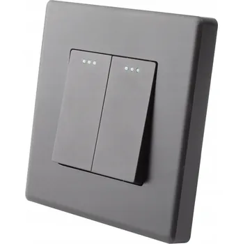 vypínač Dvojitý vypínač světla nástěnný černý plastový LUUNA