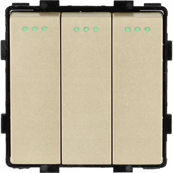 vypínač MODUL VLOŽKA SPÍNAČ SVĚTLA SKLENĚNÝ TROJITÝ SCHODIŠŤOVÝ ZLATÝ