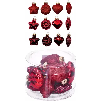 Vánoční dekorace Skleněné vánoční baňky na stromeček - Sada závěsných ozdob 12 ks