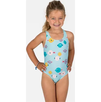 Kojenecké plavky DECATHLON Dívčí jednodílné plavky pro nejmenší 76–81 cm MODRÁ
