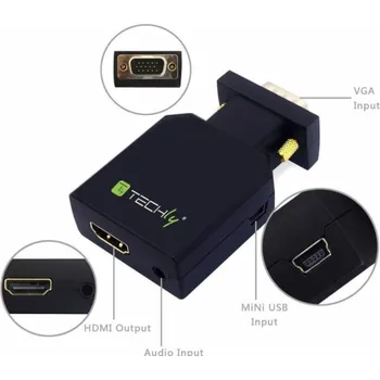 Video redukce Konwerter adapter VGA + 3,5mm audio na HDMI M/F
