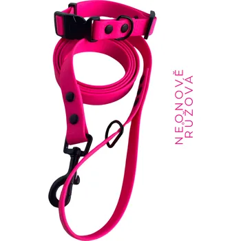 Obojek pro psa PUPPY SET - neonově růžová