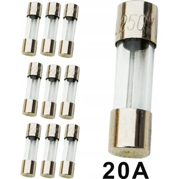 Autopojistky Skleněná pojistka TV WTA 20A 20mm 10 Ks LED