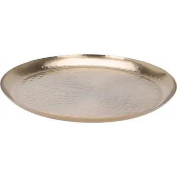 Kovový tác Podstavec Kulatý zlatý 24,5 cm Hliníkový na svíčky Zlatý