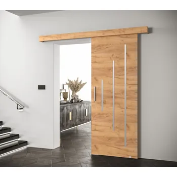 Interiérové dveře Posuvné dveře Salwador Y 90 cm - dub Craft s tlumeným dojezdem Barva doplňků: stříbrná