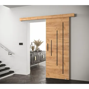 Interiérové dveře Posuvné dveře Salwador Y 90 cm - dub Craft s tlumeným dojezdem Barva doplňků: černá