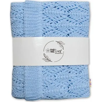 Dětská deka Luxusní bavlněná háčkovaná deka, dečka. ažurková LOVE, 75x95cm - světle modrá