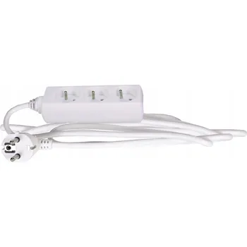 Napájecí kabel Prodlužovací Kabel do bytu 3 zásuvky 5 metrů, 3x1,5 BÍLÝ