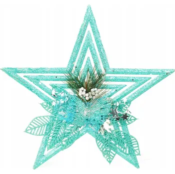 Vánoční dekorace Závěs hvězda tyrkysová vánoční dekorace