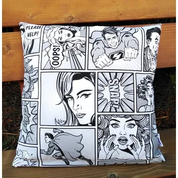 Povlak na polštářek Povlak na polštářek KOMIKS ČERNOBÍLÝ