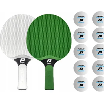 Sada raket na venkovní hry OUTDOOR POINT SCHOOL ZELENÁ/BÍLÁ + 10 míčků