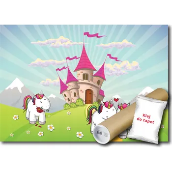 Fototapeta Vliesová fototapeta 368x254 Krásní jednorožci na pozadí zámku + lepidlo