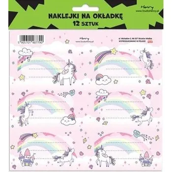 Set školních potřeb Naklejki na zeszyty - Unicorn Tęcza (12szt) (pl, 2000, Henry)