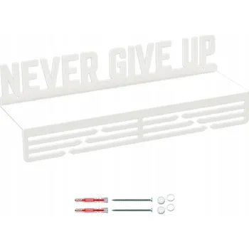 Věšák Věšák na medaile s poličkou NEVER GIVE UP, kolíky a vruty FISCHER DUOPOWER