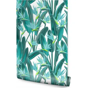 Tapeta Tapeta na zeď do obýváku – tropické listy a květy