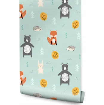 Tapeta Tapeta Pro Děti medvídci lišky ježci stromy